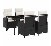vidaXL Set da pranzo per esterni 5 pcs Nero e Bianco Crema, Set da pranzo moderno e alla moda per esterni, tavolo resistente al tempo per feste in giardino, balconi e serate all'aperto