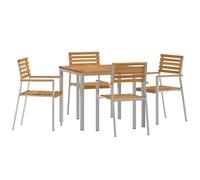 Set da pranzo da giardino 5 pezzi in legno massello di acacia, tavolo da pranzo esterno 90 x 90 x 74,5 cm in legno massello di acacia, sedie da giardino impilabili 4 pezzi in legno massello di acca