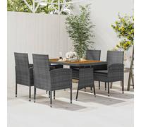 Set da Pranzo per Esterni 5 pz in Polyrattan Grigio