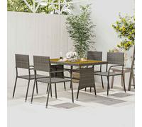 vidaXL Set da Pranzo per Esterni 5 pz in Polyrattan Grigio