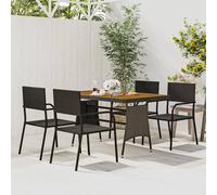 vidaXL Set da Pranzo per Esterni 5 pz in Polyrattan Nero