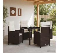 vidaXL Set da pranzo per esterni 5 pcs Marrone e Bianco Crema, Set da pranzo moderno e alla moda per esterni, tavolo resistente al tempo per feste in giardino, balconi e serate all'aperto