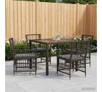 vidaXL Set da pranzo per esterni 5 pz Nero polyrattan