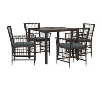 vidaXL Set da pranzo per esterni 5 pz Nero polyrattan