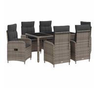 vidaXL Set da pranzo per esterni 7 pcs Grigio chiaro e grigio scuro, Set da pranzo moderno e alla moda per esterni, tavolo resistente al tempo per feste in giardino, balconi e serate all'aperto