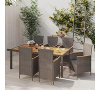 vidaXL Set da Pranzo per Esterni 7 pz con Cuscini in Polyrattan Grigio
