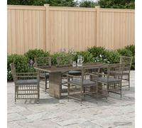 vidaXL Set da pranzo per esterni 7 pz Grigio polyrattan