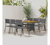 vidaXL Set da Pranzo per Esterni 7 pz in Polyrattan Grigio