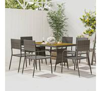 vidaXL Set da Pranzo per Esterni 7 pz in Polyrattan Grigio