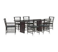 vidaXL Set da pranzo per esterni 7 pz Nero polyrattan