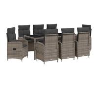 vidaXL Set da pranzo per esterni 9 pcs Grigio chiaro e grigio scuro, Set da pranzo moderno e alla moda per esterni, tavolo resistente al tempo per feste in giardino, balconi e serate all'aperto