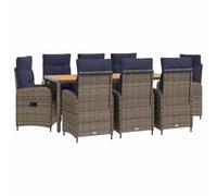 vidaXL Set da pranzo per esterni 9 pz