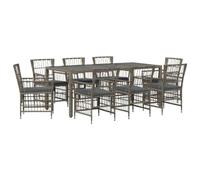 vidaXL Set da pranzo per esterni 9 pz Grigio polyrattan