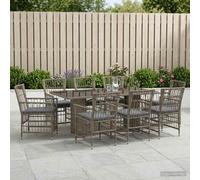 vidaXL Set da pranzo per esterni 9 pz Grigio polyrattan