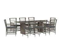 vidaXL Set da pranzo per esterni 9 pz Grigio polyrattan