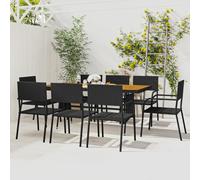 vidaXL Set da Pranzo per Esterni 9 pz in Polyrattan Nero