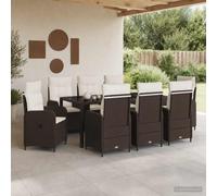 vidaXL Set da pranzo per esterni 9 pz Marrone e Bianco Crema