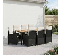 vidaXL Set da pranzo per esterni 9 pz Nero e Bianco Crema