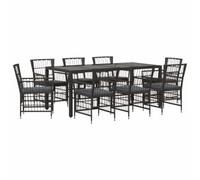vidaXL Set da pranzo per esterni 9 pz Nero polyrattan
