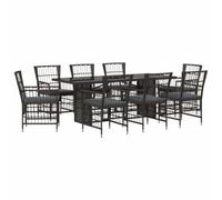 vidaXL Set da pranzo per esterni 9 pz Nero polyrattan