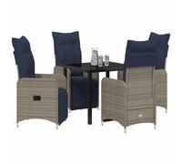 vidaXL Set da Pranzo per Esterni in 5 Pezzi con Cuscini Beige in polyrattan. Tavolo e sedie quadrate in Vetro temperato. Mobili per Patio e terrazza, Perfetti per spazi Interni Moderni.