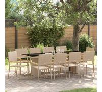 vidaXL Set da Pranzo per Giardino 11 pcs Beige polyrattan