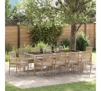 vidaXL Set da Pranzo per Giardino 11 pcs Beige polyrattan