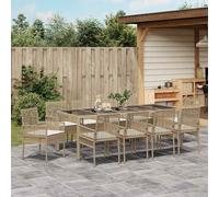 vidaXL Set da Pranzo per Giardino 11 pcs Beige polyrattan