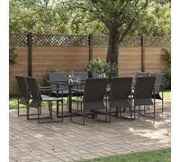 vidaXL Set da Pranzo per Giardino 11 pcs Nero Acciaio