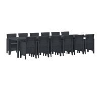 vidaXL Set da Pranzo da Giardino 13 Pezzi Antracite in Rattan Sintetico | Tavolo Rettangolare per 12 Persone, Resistente ai Raggi UV, Design Moderno, Perfetto per Patio, Balcone o Terrazza, Lounge Es
