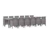 vidaXL Set da Pranzo da Giardino 13 Pezzi Grigio Chiaro | Tavolo Rettangolare per 12 Persone, Resistente ai Raggi UV. Design Moderno, Perfetto per Patio, balconi e Arredamento per Esterni.