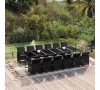 vidaXL Set da Pranzo per Giardino 13 pz con Cuscini in Polyrattan Nero
