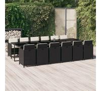 vidaXL Set da Pranzo per Giardino 13 pz con Cuscini in Polyrattan Nero