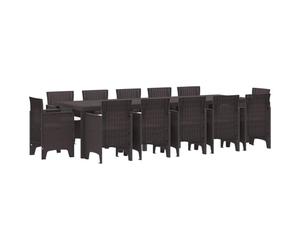 vidaXL Set da Pranzo per Giardino 13 pz Marrone Rattan | Questo set ha spazio per 12 persone, il che è perfetto per stare insieme e divertirsi durante eventi all'aperto,