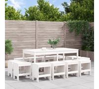 vidaXL Set da Pranzo per Giardino 13pz Bianco Legno Massello di Pino