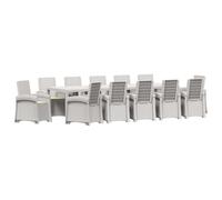 vidaXL Set da Pranzo per Giardino 14 pz Bianco e Crema PP