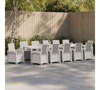 vidaXL Set da Pranzo per Giardino 14 pz Bianco e Grigio Chiaro 150 cm
