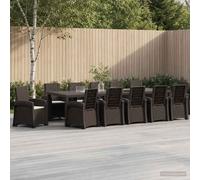 vidaXL Set da Pranzo per Giardino 14 pz Marrone e Crema PP