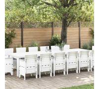 vidaXL Set da Pranzo per Giardino 15 pcs Bianco Rattan Polt