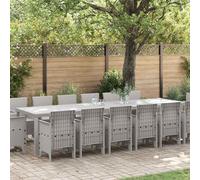 vidaXL Set da Pranzo per Giardino 15 pcs Grigio chiaro Rattan Polt