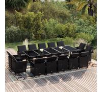 vidaXL Set da Pranzo per Giardino 15 pz con Cuscini in Polyrattan Nero