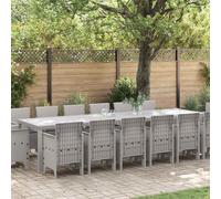 vidaXL Set da Pranzo per Giardino 15 pz Grigio chiaro Rattan Polt