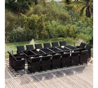vidaXL Set da Pranzo per Giardino 17 pz con Cuscini in Polyrattan Nero