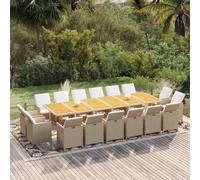 vidaXL Set da Pranzo per Giardino 17pz con Cuscini in Polyrattan Beige