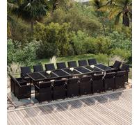 vidaXL Set da Pranzo per Giardino 19 pz con Cuscini in Polyrattan Nero