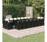 vidaXL Set da Pranzo per Giardino 19 pz con Cuscini in Polyrattan Nero