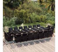 vidaXL Set da Pranzo per Giardino 19 pz con Cuscini in Polyrattan Nero