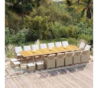vidaXL Set da Pranzo per Giardino 19 pz con Cuscini Polyrattan Beige