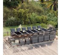 vidaXL Set da Pranzo per Giardino 19 pz con Cuscini Polyrattan Grigio