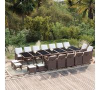 vidaXL Set da Pranzo per Giardino 19 pz con Cuscini Polyrattan Marrone